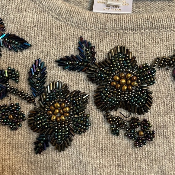 Vintage Lambswool Sweater and Cardigan Set Hand Beaded Size M - Picture 3 of 15
